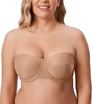 Delimira Women's Strapless Bras Underwire Non Padded Support Multiway Bandeau Bra for Bigger Bust