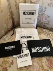 Authentic Moschino Logo Card Holder New With Tags Black/White Leather