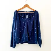Abercrombie and Fitch NWT Blue and White Tasseled Peasant Blouse, Size Small