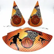 6Pcs Party Hats Basketball Tableware Party Supplies Sports Birthday Decoration
