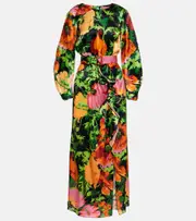 [La DoubleJ] La DoubleJ Penny floral satin maxi dress UK 6 multicoloured