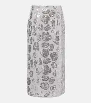 [Rotate] Rotate Floral sequined chiffon pencil skirt AU 14 grey