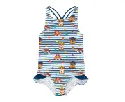 Paw Patrol Girls Striped One Piece Swimsuit (Navy/White) - NS7143