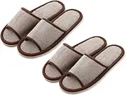 Beaupretty 2Pairs Linen Slippers Summer Slip Eva Bottom Open Toe House Slippers for Home Hotel Use Comfortable Footwear for Men Women