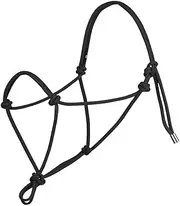 Horse Rope Headcollar Adjustable Polyester Headcollar for Riding Lead Training (Black)