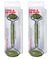 Revlon Dual Sided Facial Roller, Cool and De Puff, Natural Jade Stone (2 Pack)