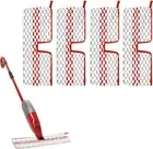 4 Pack Washable Microfiber Refill Spray Mop Pads Promist MAX Spray Mop,Red