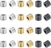 UNICRAFTALE 24pcs 3 Colors Paracord Bead Column Spacer 4mm Inner Stainless Steel Grooved Tube Lanyard Beads for Knives Pendant Flashlight Bracelet