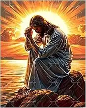 TAOPAOLAB Religious Paint by Numbers Kit for Adults - DIY Jesus Praying by The Water Painting on Canvas 16x20 Inches, Acrylic Paint Set, Suitable for Beginners, Faith Art for Home Decoration or Gifts
