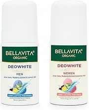 ECH Ethnic Choice Organic Deo White Deodorant for Men & Women Long Lasting Freshness 50ml each Natural Roll On Under Arms Skin Whitening and Lightening for Dark Underarms
