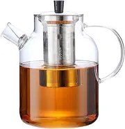 1800ml/60oz Glass Tea Pot with Infuser,Stovetop Safe Large Teapot for Blooming and Loose Leaf Tea,Stainless Steel Removable Infuser
