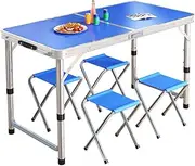 YIGECHENXIN Aluminum Alloy Folding Table and Chair Set, Light Leisure Table Good Load-Bearing Capacity, Strong and Durable for Travel Garden Party Barbecue