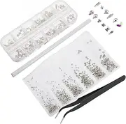 DOITOOL 1 Set Ab Crystal Nail Art Rhinestones Kit with Pencil and Tweezer Multi Shape Nail Gems Flatback Charms and Manicure Crafts