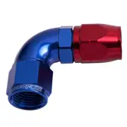 Aeroflow AF553-16 Red Blue One Piece Cutter Full Flow Swivel 90° Hose End -16AN