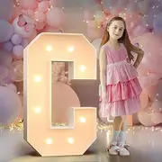3FT Light Up Letters Birthday Decoration: Large Cardboard Letters C for Party, Marquee Letters for Graduation Decorations Baby Shower Wedding Decor, Mosaic Balloon Arch Stand Pre-cut DIY Number