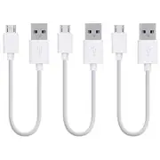 3 Pack 20cm Short Data Transfer Charger Charging Micro USB Cable Cord for Android Phone Device Tablet Bulk White TPE Plastic