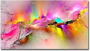 gold mi Pink Northern Lights Canvas Wall Art Girl Room Abstract Aurora Colorful Borealis Large Artwork for Modern Living Room Bedroom Office Wall Decor 20x40inch Framed