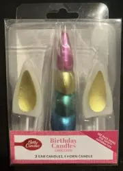 Unicorn Horn and Ears Birthday Candles Betty Crocker NEW