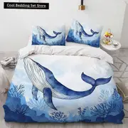 v2936 Bed Sheets Octopus Duvet Cover King Queen Size Cute Cartoon Ocean Animal Bedding Set for Kids Teens Sealife /pcs Polyester Quilt Cover 3-Piece B