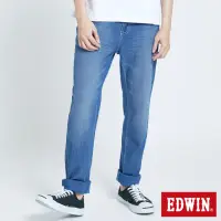 在飛比找momo購物網優惠-【EDWIN】男裝 加大碼-EJ3透氣中直筒牛仔褲(石洗藍)