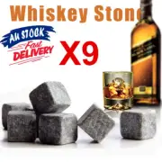 9x Drink Whisky Rocks Party Scotch Reusebale Wine Stone Ice Cube Cooler Whiskey
