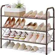 [Hoctieon] 3 Tier Durable Mesh Style Shoe Rack, Shoe Organizer for Entryway, Shoe Storage Shelf, Sturdy Shoe Rack, Space Save Design for Closet, Hallway, Living Room, Bathroom, Bedroom, Brown