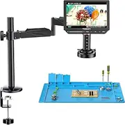 [TOMLOV] Autofocus 4K Digital Microscope, 8" TM4K-AF Flex Arm HDMI Micro Soldering Microscope for Adults, Coin Microscope with Ring Light, 52MP LCD Microscopes with Screen, Electronics Repair Mat, 64G