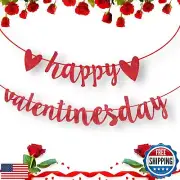 Glitter Happy Valentines Day Banner, Pre-Assemble Valentines Day Banners, Red