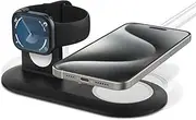 Spigen Mag Fit Duo Designed for MagSafe Charger 2020 Stand for iPhone 16, iPhone 15, iPhone 14, iPhone 13, iPhone 12 Models/Apple Watch Stand for All Series/Airpods MagSafe Charging Pad Case - Black