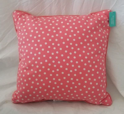 Pillowfort Polka Dots & Stripe Peach & White Decorative Pillow 16" x 16" NIP