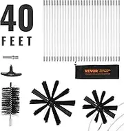 VEVOR 29 Pieces 12.2M Dryer Vent Cleaner Kit, Include 3 Different Sizes Flexible Lint Trap Brush, Reinforced Nylon Duct Cleaning Dryer Vent Brush, Dryer Cleaning Kit with Clamp Connectors