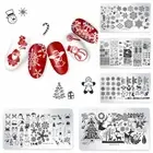 Snow Flake Flower Elk Nail Art Template Image Stencil Stamping Plates Christmas