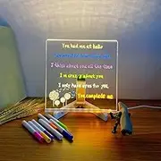 Luminous Acrylic Message Board, DIY Erasable Acrylic Luminous Writing Board, Led Note Board with Colors, Light Up Drawing Board with Stand and 7 Markers for Planning, Drawing (20 * 20CM)