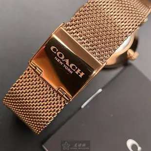 COACH手錶, 女錶 32mm 玫瑰金圓形精鋼錶殼 白色簡約錶面款 CH00048