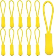 Hocansen 50Pcs Zipper Pulls 66mm/2.59in Zipper Extension Pulls Zip Fixer Dark Blue Zip Puller Tab Tags Replacement for Backpacks, Clothes, Purse(LT/Yellow)
