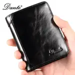 真皮錢包男生WALLET MEN皮夾 短夾男 兩折RFID防盜刷 牛皮油蠟皮高質感錢夾 卡夾 復古名牌皮包 生日禮物