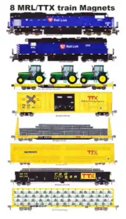 Montana Rail Link TTX Rail Box, Rail Gon Freight Train 8 magnets Andy Fletcher