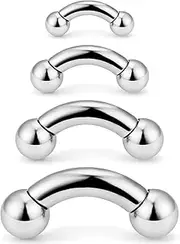 [SCERRING] 2-4PCS PA Ring Bent Curved Barbell Internally Threaded Monster Screwball Rings 316L Surgical Steel Body Piercing Jewelry 2G 4G 6G 8G