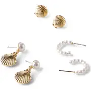 Rubi Shoes 3Pk Mid Earring in Up Mix Pearl And Shell at Nordstrom One Size
