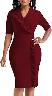 [SheKiss] Womens V-Neck Sparkly Dresses Elegant Long Sleeves Casual Elastic Party Mini Knee Dress