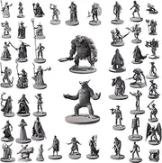 Path Gaming 50 Unique Miniatures Fantasy Tabletop RPG Figures for Dungeons and Dragons, Pathfinder Roleplaying Games. 28MM Scaled Miniatures, Designs, Bulk Unpainted, Great D&D/DND, Grey