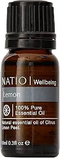 Natio Australia Wellbeing Pure Essential Oil - Lemon 10ml - 100% Pure & Natural Lemon Essential Oil - For Cleaning & Diffusers - Made in Australia