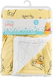 Disney Cudlie Baby Winnie The Pooh MNK/Sherpa Blanket with Happy Days with Bees Print