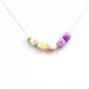 Necklace Beads Opal Pink + Jasper Purple Blue Green Pink + Chain Ikt