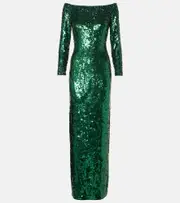 [Jenny Packham] Jenny Packham Ballroom Blitz sequined gown AU 14 green