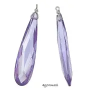 1PC CZ In Sterling Silver Flat Briolette Charm Pendant Bead 40mm Lavender #98148