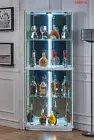 brand new Glass &wood Display ShowCase Storage Corner Display Cabinet with light