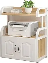 Printer Stand,Double Layer Media Stand Cabinet,Wooden Partition Storage Shelves,for Fax Machine Scanner Files Books(Yellow)