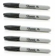 5 X Sharpie Black Ink FINE Point Bullet Tip Permanent Marker Pen s Genuine UK