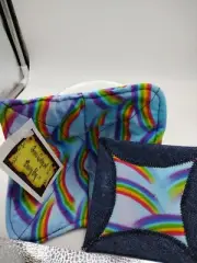 6114 Microwaveable bowl potholder Rainbows on light blue +mug mat/coaster